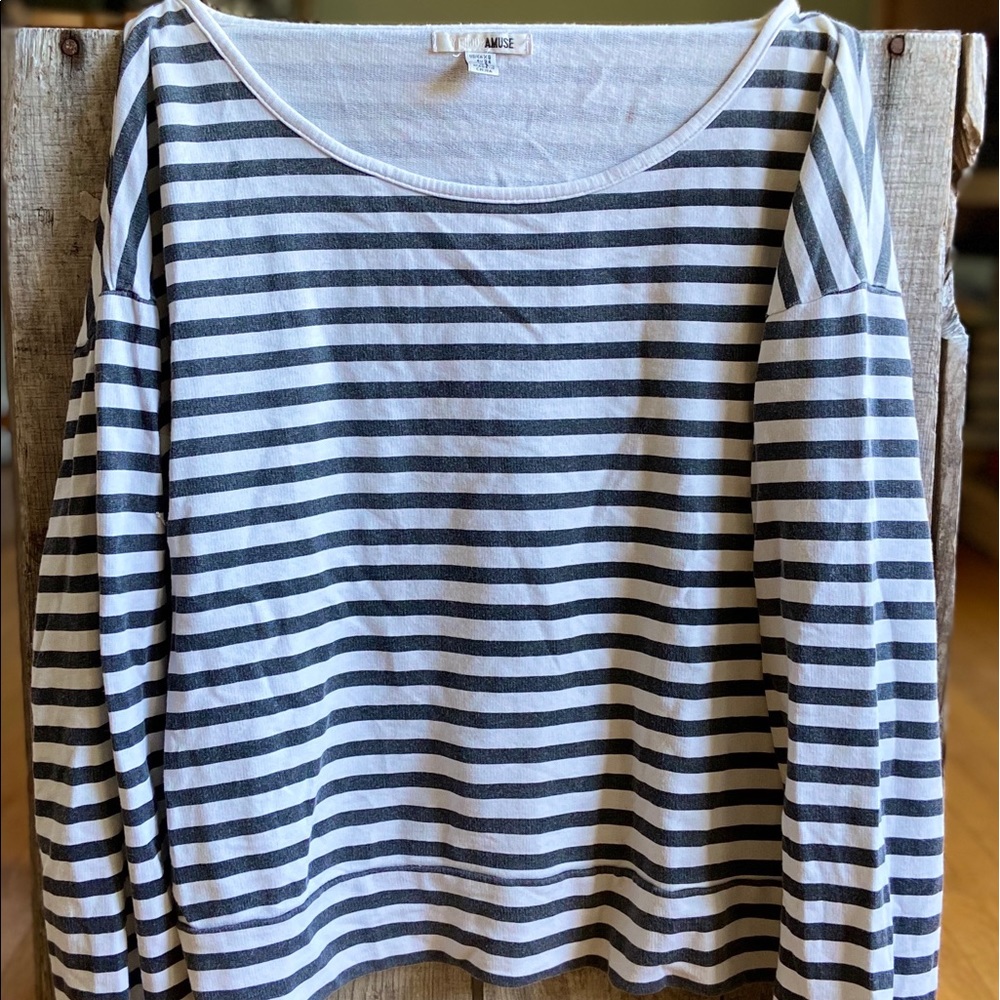 Amuse black and white striped long sleeve